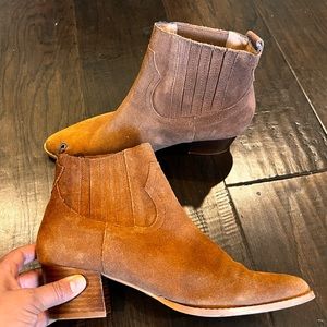 Selling my ankle Brown boots Hardly worn has some Discolor @ the back .